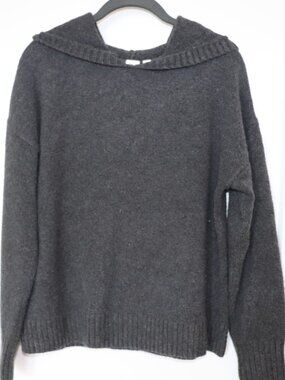 GAP Hooded Knit Sweater Charcoal Gray Size M